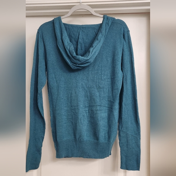 Full Tilt Teal Green Cozy V-Neck Sweater - Picture 3 of 7